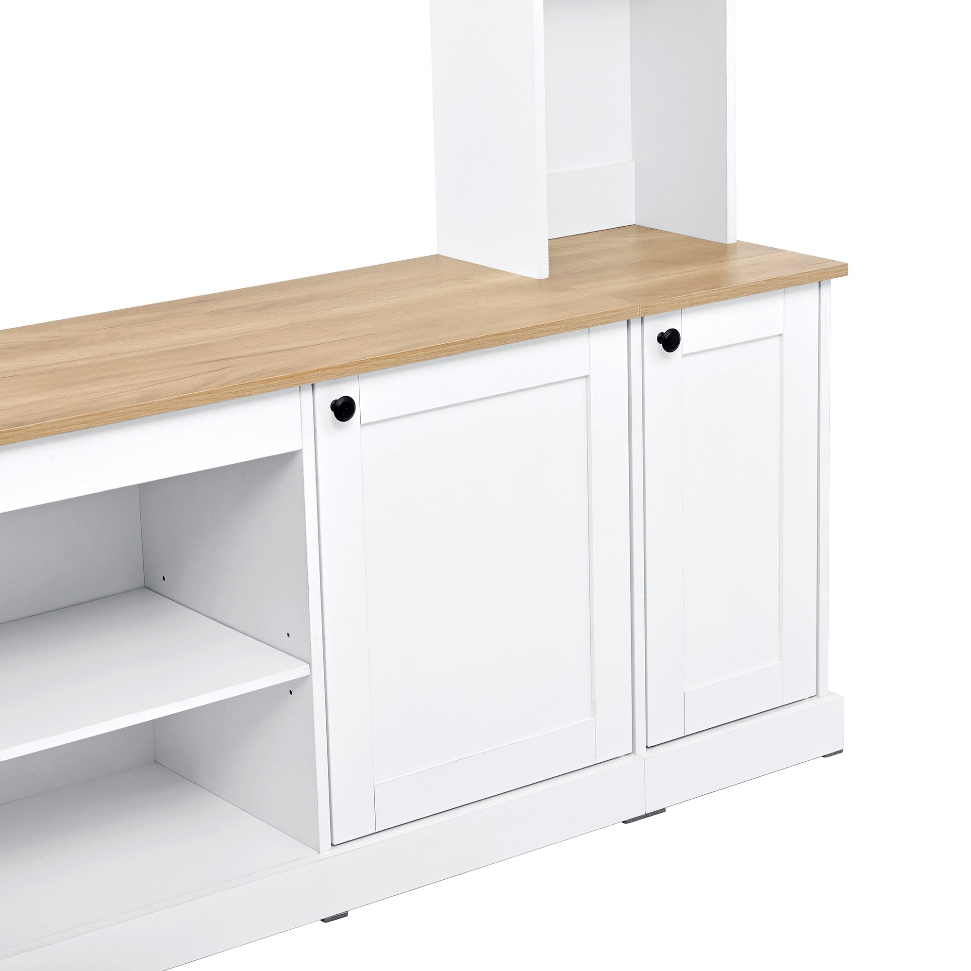 Entertainment Center Arched Wall Unit White MDF Fits TV 91.6x14.9x73.8 In