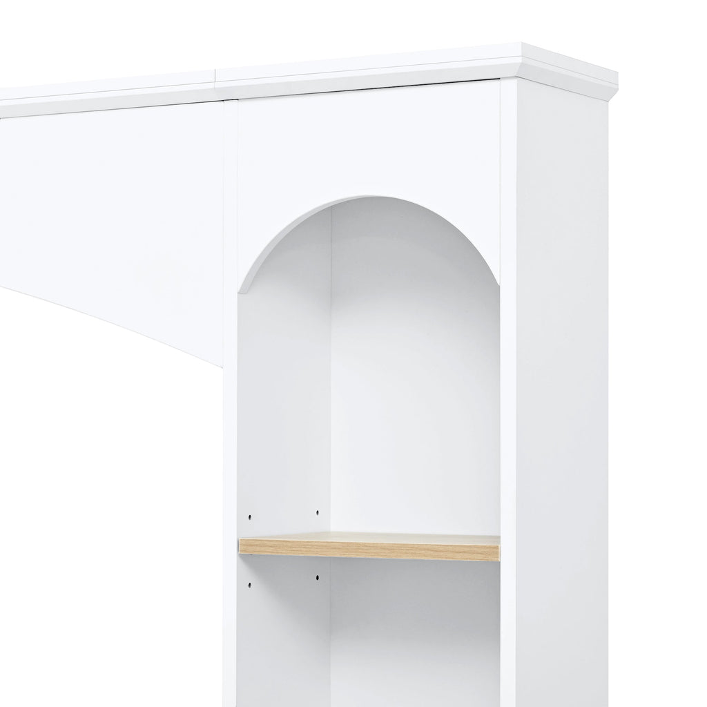 Entertainment Center Arched Wall Unit White MDF Fits TV 91.6x14.9x73.8 In