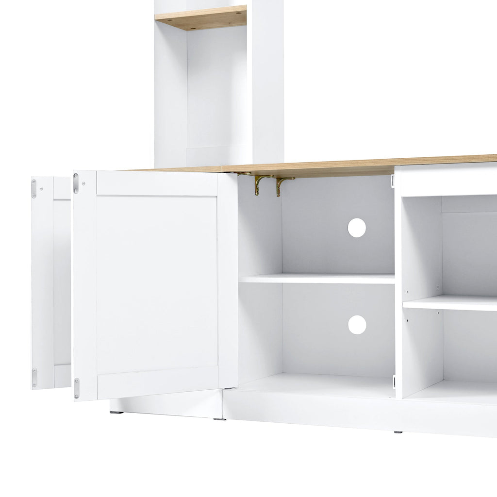 Entertainment Center Arched Wall Unit White MDF Fits TV 91.6x14.9x73.8 In