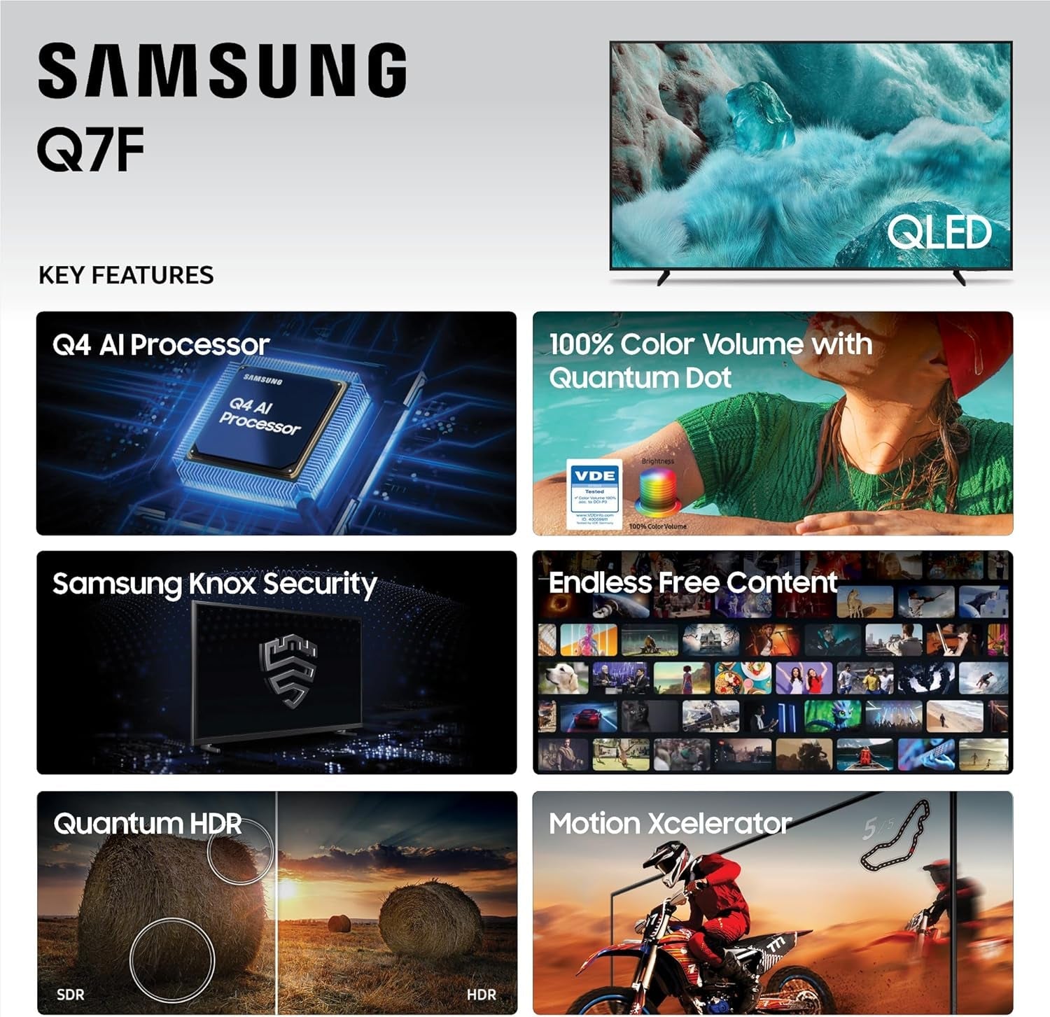 Samsung 65-Inch Class QLED Q7F Series  Vision AI Smart TV (2025 Model, 65Q7F) Quantum HDR, Object Tracking Sound Lite, Q4 AI Gen1 Processor, 4K Upscaling, Gaming Hub, Alexa Built-In